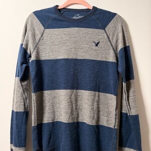 American Eagle Outfitters Blue and Gray Long Sleeve Tee
